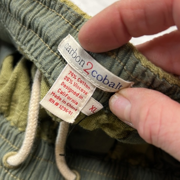 Carbon 2 Cobalt Green Cotton Blend Textured Drawstring Shorts XL 11" Inseam - Picture 9 of 11